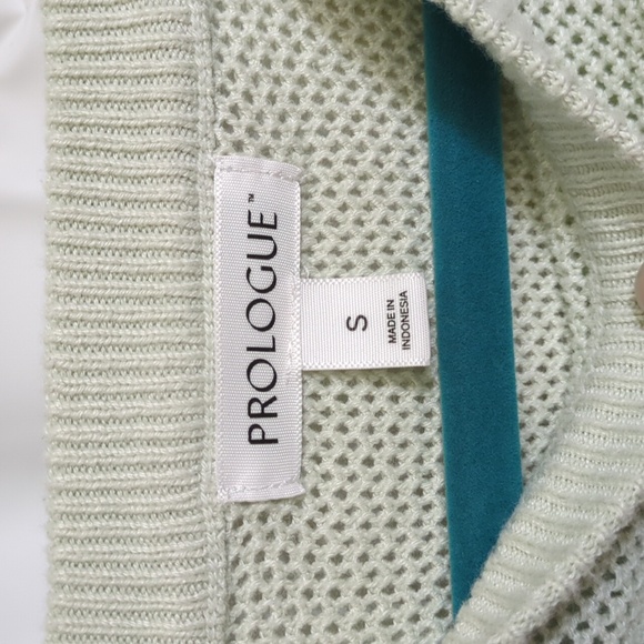 Prologue Small Sweater Pullover Mint Green Knit Stretch L/S Cotton - Picture 2 of 4